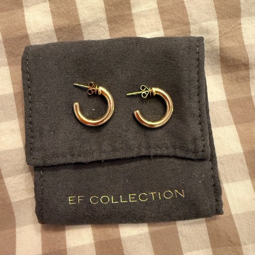 EF Collection Sasha Hoop Earrings. 14k gold hoop earrings. - Picture 5 of 6